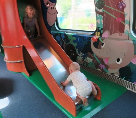 Kids playing on Swiss trains - Train or plane