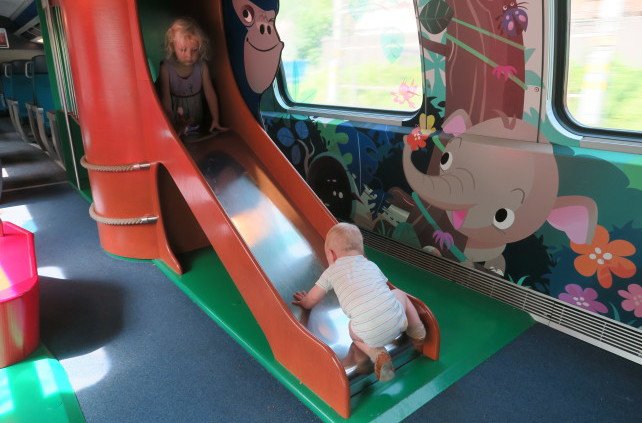 Kids playing on Swiss trains - Train or plane